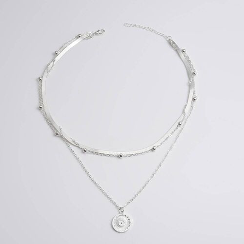 Collier Argent 925, 3 Rangées + Pochette