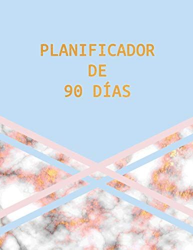 Planificador De 90 Días: Planificador Semanal De 3 Meses, 12 Semanas Mosaico De Mármol Azul Cian Rosa Y Oro Organizador Del Programa Mensual Id