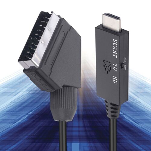 Adaptateur de convertisseur vidéo 1m Scart à HDMI, câble de convertisseur 1080P, DC 5V, câble Micro USB, accessoires pour décodeur
