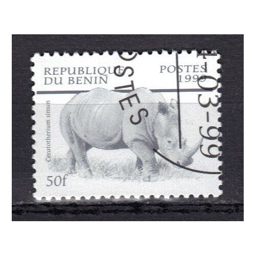 Benin 1999 : Animal Sauvage : Rhinocéros - Timbre Oblitéré