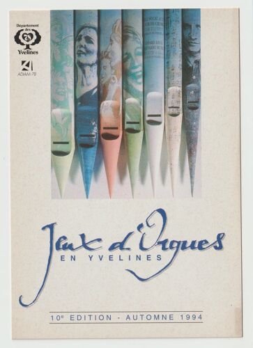 Carte De Collection Jeux D'orgues En Yvelines, 10e Édition - Automne 1994, Département Des Yvelines, Adiam 78