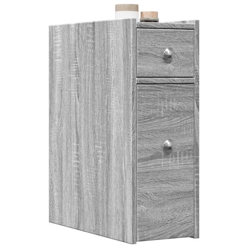 vidaXL Armoire de salle de bain étroite avec roulettes sonoma gris