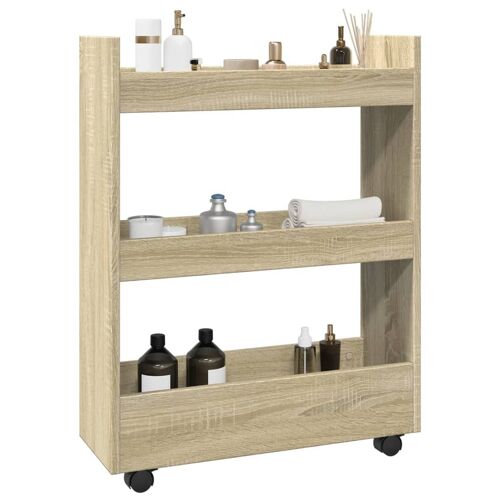 vidaXL Chariot de rangement étroit 3 niveaux chêne sonoma