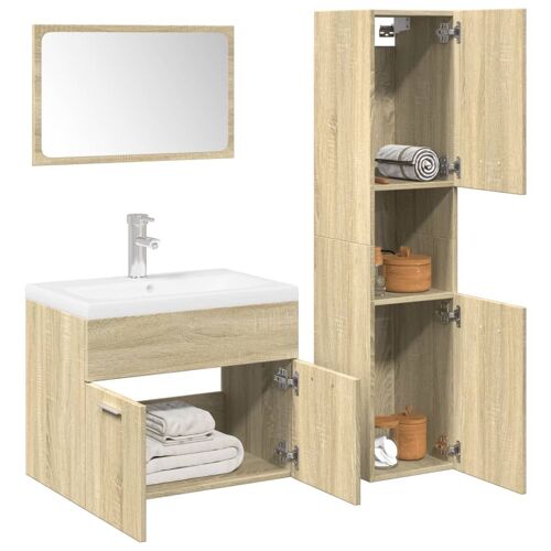 Vidaxl Ensemble De Meubles De Salle De Bain 4 Pcs Chêne Sonoma