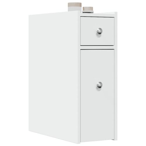 vidaXL Armoire de salle de bain étroite avec roulettes blanc
