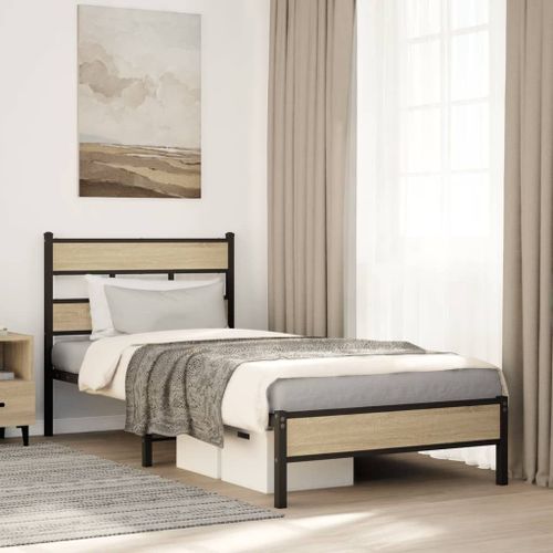 Vidaxl Cadre De Lit Sans Matelas Chêne Sonoma 100x190 Cm