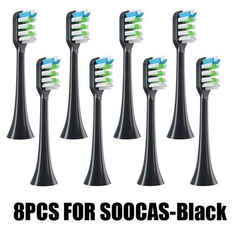 Têtes de brosse à dents de rechange pour SOOCAS bery/X3U/X5,sonique,électrique,intelligente,ensemble de 12 pièces - Type 8Black