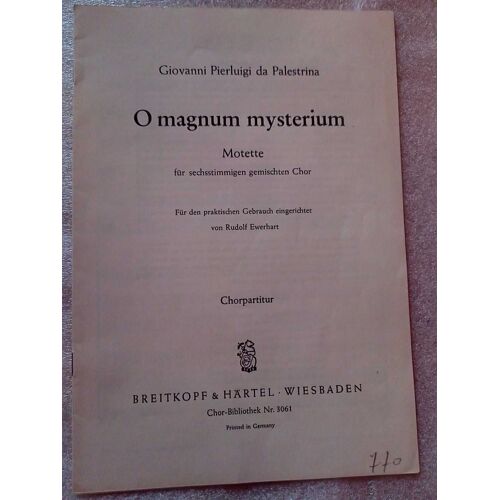 Partition Giovanni Pierluigi Da Palestrina O Magnum Mysterium