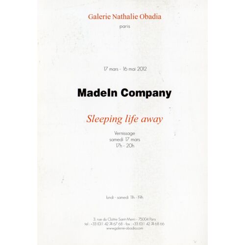 Carton D'invitation De L'exposition De Madeln Company "Sleeping Life Away" Organisée À La Galerie Nathalie Obadia Le 17 Mars 2012