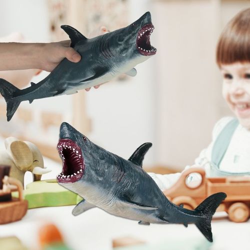 Figurine De Requin Megalodon Creuse Réaliste 13 Pouces, Modèle Animal Préhistorique, Jouet De Bureau Interactif, Garniture De Gâteau