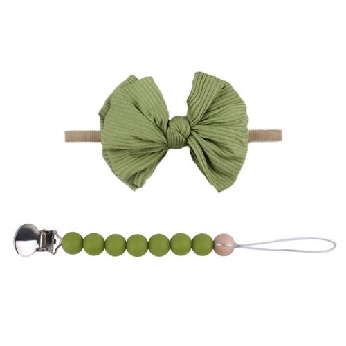 Ensemble attache-tétine en Silicone pour bébé, 2 pièces, chaîne + bandeau à noeud papillon, perles sans BPA, support factice, Kit de laisse + bandeau