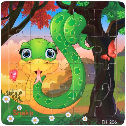 Serpent - Puzzle 3d En Bois Pour Bébé, 20 Pièces, Animal De Dessin Animé, Jeu Éducatif Montessori, Cadeau Pour Enfant