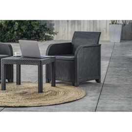 Allibert By Keter - Fauteuil Sanremo - Imitation Rotin Tressé - Gris Graphite