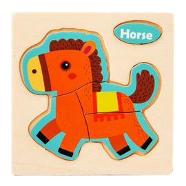 Cheval - Puzzle 3d En Bois Montessori Pour Bébés, Jouets Éducatifs, Puzzle De Circulation Animale, Apprentissage Précoce, Cadeau Pour Enfants
