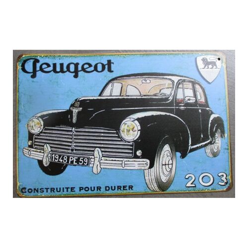 Plaque Peugeot 203 Noire 30x20 Cm Construite Pour Durer Tole