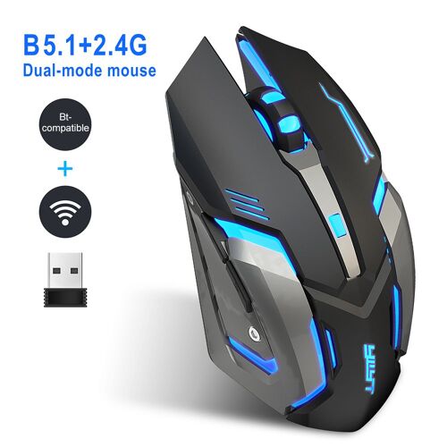 Souris de jeu sans fil Rechargeable RGB, silencieuse, rétroéclairée LED, pour ordinateur portable et PC
