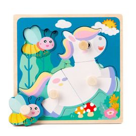 Cheval - Jouets Montessori Puzzle En Bois, Véhicule De Dessin Animé, Animaux Numériques, Puzzle, Jeu De Société, Jouet Éducatif Pour Enfants, Nouvelle Collection