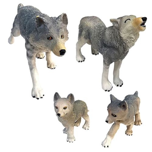 Figurines Miniatures De La Forêt En Plastique, Modèle Animal De Loup De La Vie Sauvage, Décoration De Gâteau, Pack De Cadeaux Pour Zoo