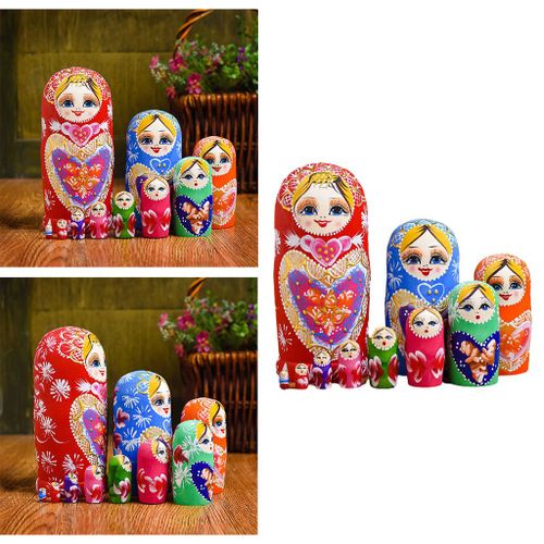 Kit D'Empilage De Poupées Russes En Bois Pour Filles, Jouet Matryoshka Pour Enfants, Sans Odeur De Peinture, Cadeau De Souhait D'Halloween, 10 Pièces