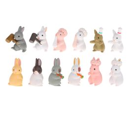 Figurines De Lapin Miniatures, 12 Pièces, Mini Animaux, Animaux De Jardin Féeriques, Micro Décor De Paysage Artisanal