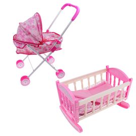 Rianpesn Poussette Pour Poupée - Jouets Poussette Rose Avec Panier, Poussettes Jouets Pour 4 à 6 Ans, Landau Poupée Pour Jouer à La Crèche