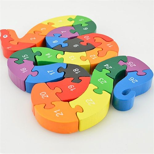 Puzzle En Bois Pour Enfants, Jouets D'Apprentissage, Lettres Alphanumériques, Jolie Forme De Serpent, Jouet Éducatif