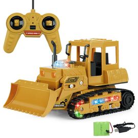 Véhicule D'Ingénierie Pelleteuse 2.4g 1/24 4ch Rc, Rechargeable, Télécommande Sans Fil, Lumière Électrique, Jouet Bulldozer