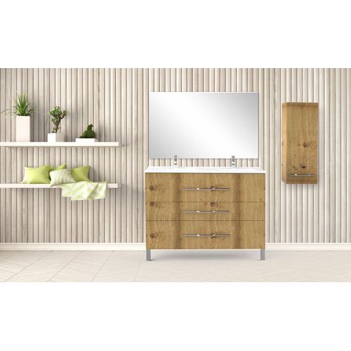 Demi-colonne à suspendre ALAN L35cm - Chêne rustique - Plaqué bois - Livré monté