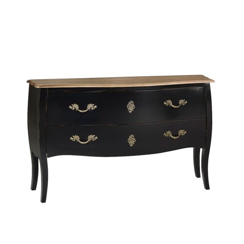 Robin des Bois - ALIENOR - Commode style classique, plateau chêne, 2 tiroirs, FSC® - Noir