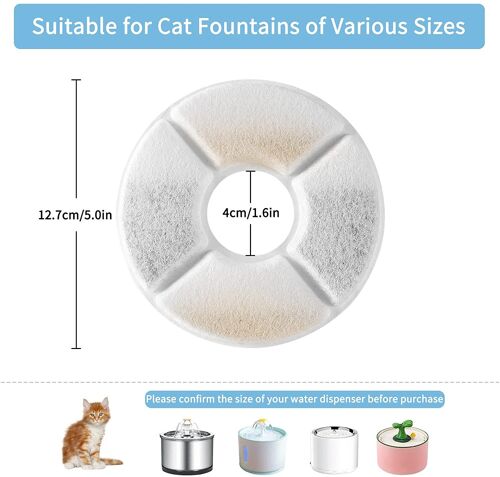 Filtre de fontaine à eau pour chat, 4 filtres de rechange pour fontaine de chien de chat de forme ronde, filtres de rechange avec charbon actif et résine échangeuse d'ions, filtration parfaite YDJKET