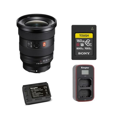 Sony FE 16-35 mm f/2,8 GM II (SEL1635GM2) Objectif + Sony CFexpress Type A TOUGH 160 Go carte mémoire+ batterie Kingma 2000 mAh (Sony NP-FZ100) + chargeur double USB LCD Kingma (Sony NP-FZ100)