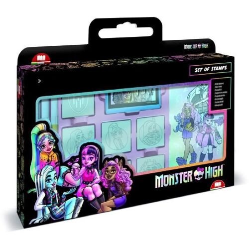 Coffret De Tampons - Multiprint - 7869 - Monster High - 7 Tampons Bois Et Latex. Feutres Giotto. Album Coloriage