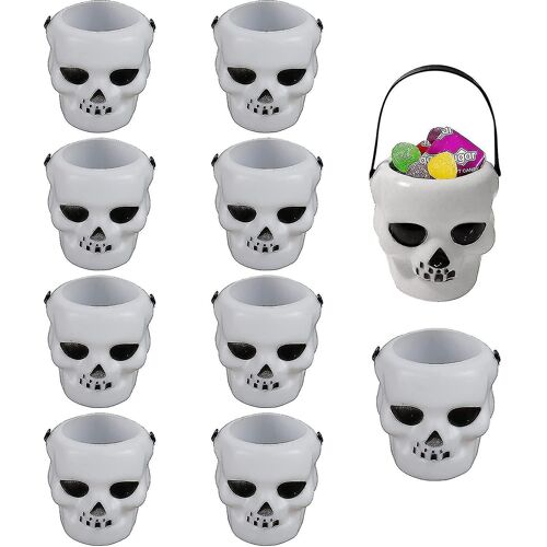Mini Witch Cauldron Candy Bucket With Handle Plastic Cauldron Halloween Candy Holder Pot Skull Heads Shaped Novelty Kettles Cups Trick Or Treat Candy