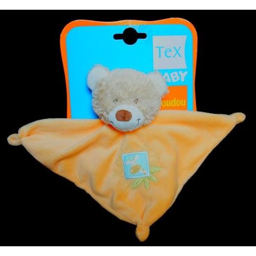 Doudou Peluche Ours Tex Carrefour Plat Carré Orange Jaune Girafe Palmier
