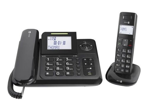Doro Comfort 4005 - Filaire/sans fil - système de répondeur avec ID d'appelant - DECT\GAP - noir + combiné supplémentaire