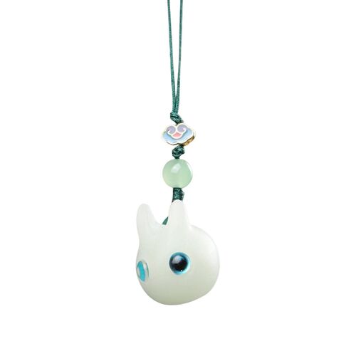 Phone Charm Handmade Three Dimensional Carving Wood Cute Rabbit Head Hanging Pendant Birthday Gift Qinghai