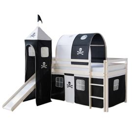 Lit Superpos Enfant Mezzanine Blanc Pirate + Tour Toboggan