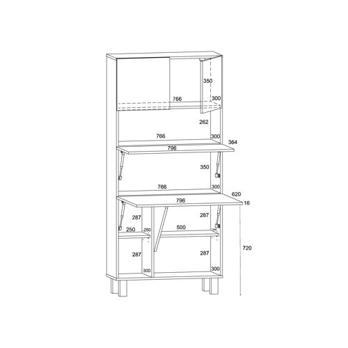 Armoire Placard Convertible En Bureau Et Table De Tltravail Homi Sonoma Chene 175x80x32cm