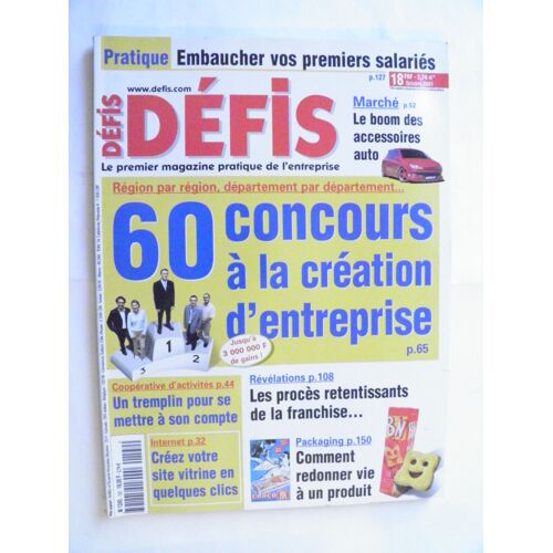 Défis N° 192 Octobre2001, 60 Concours À La Création D'entreprise