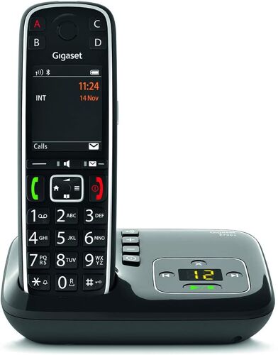 téléphone fixe solo sans Fil avec répondeur et larges touches avec Grand écran rétroéclairé noir