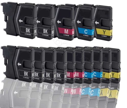 Multipack - 15x Cartouches d'encre compatible pour Brother LC985 , LC-985 BROTHER MFC-J220 MFC-J265W MFC-J270W MFC-J280W MFC-J410 MFC-J415W (BK/C/M/Y)
