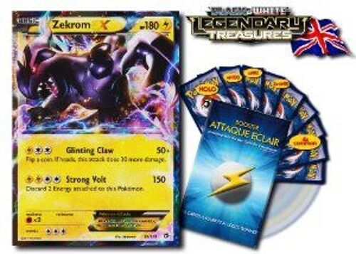Zekrom Ex 52/113 180hp - Booster Optimisé Attaque Eclair - 10 Cartes Anglaises Pokemon Legendary Treasures
