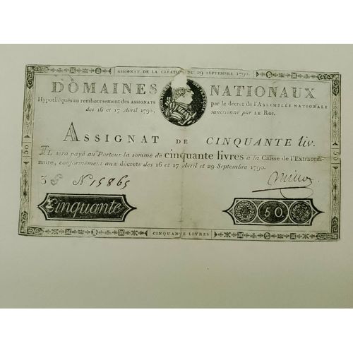 Assignat De 50 Livres Louis 16 Du 29 Septembre 1790 N 15865 Série 3.
