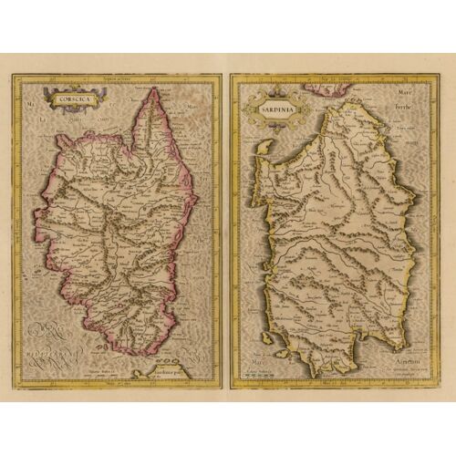 Affiche Carte Plan Corse Sardaigne