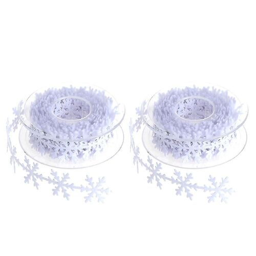 2 Pcs White Glitter Ribbon Present Ribbon Snowflake Fabric Printed Grosgrain Ribbon