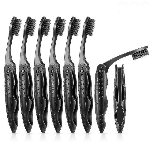 8 Packs Gris Voyage Pliant Brosse À Dents Portable Charcoal Brosse À Dents Avec Poils Doux Moyens Pour Camping