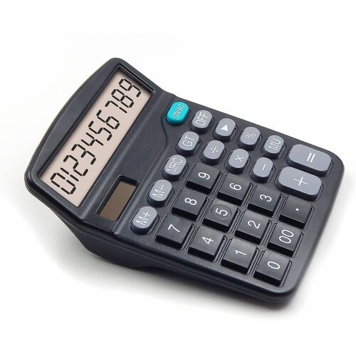 Blackoffidix Bureau Bureau Solaire Et Batterie Double Puissance Calculatrice Électronique Portable 12 Chiffres Grand Lcd Affichage Calculatrice (noir)