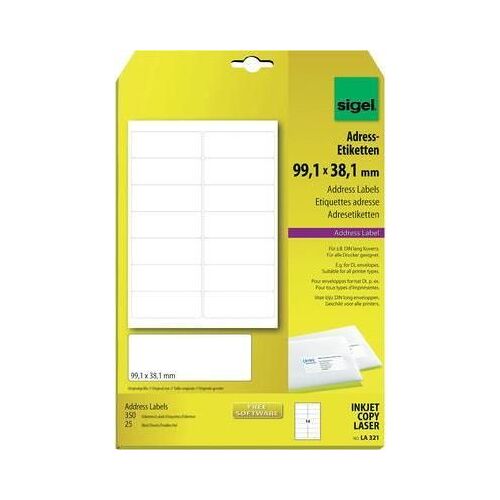 Etiquettes adresses pour tous types d'imprimantes SIGEL LA321 350 feuilles