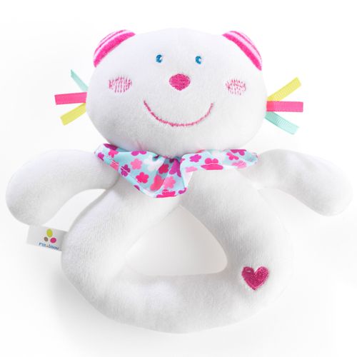 Doudou Hochet Chat Jardin P'tit Bisou Blanc