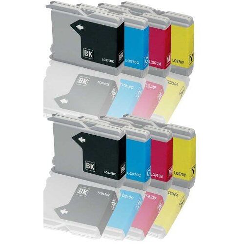 8 Cartouches d'encres compatible pour Brother LC970 , LC1000 Brother DCP-130C DCP-135C DCP-150C DCP-155C DCP-330C DCP-350C DCP-540CN DCP-560CN DCP750CW DCP-770CW (BK,C,Y,M)
